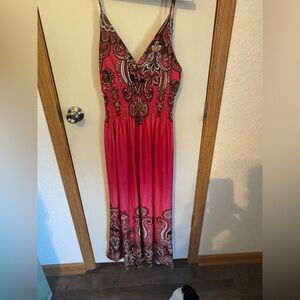 Bobbie Brooks Red and Brown Paisley Maxi Dress